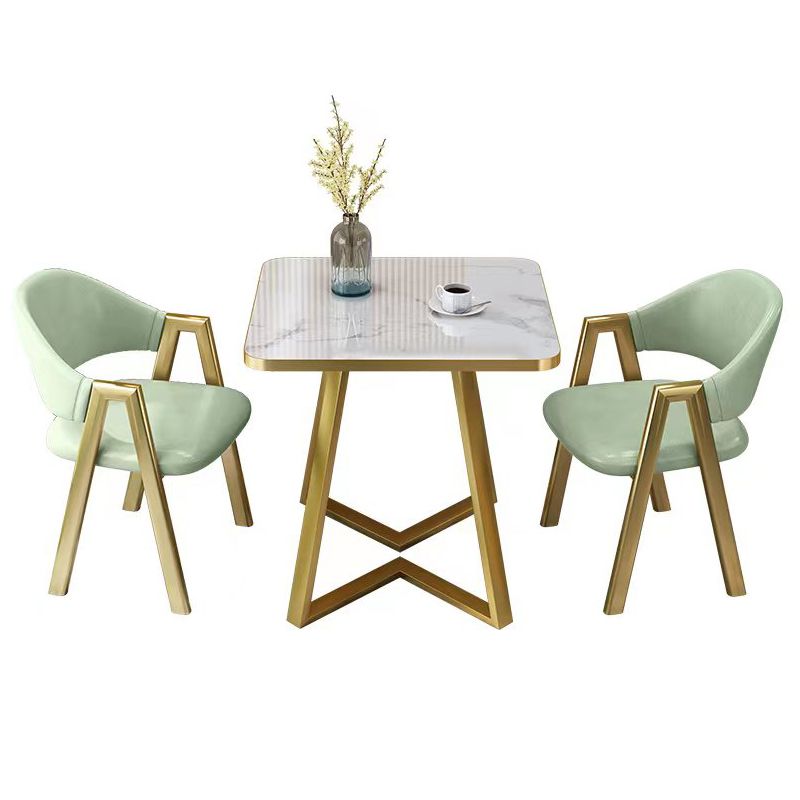 Glam Stone Square White Dining Table Metal Base for Dining Room Clearhalo 'Dining Tables & Seating' 'Dining Tables' 'dining_table' 'furn' 'furn_dining_table' 'Furniture' 'Kitchen & Dining Furniture' 1200x1200_02dec9cf-3dbb-435a-b899-2d9e6137c224