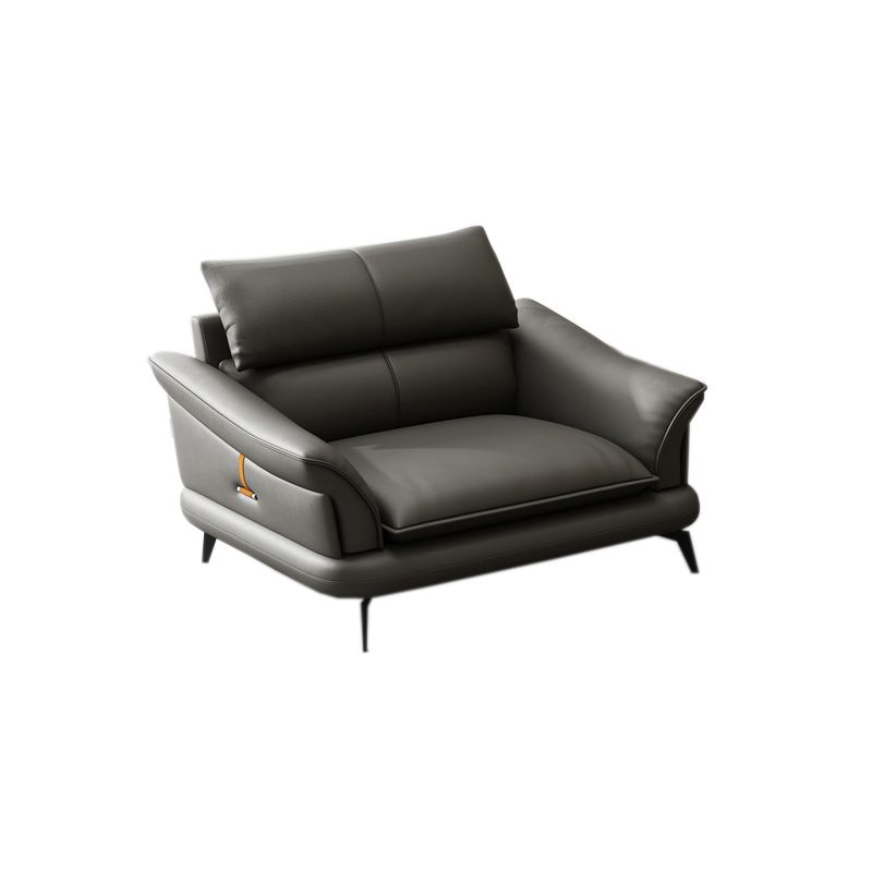 Contemporary Genuine Leather Flared Arm Sofa For Living Room