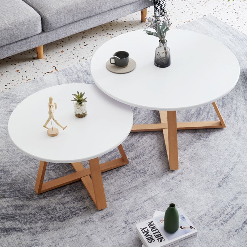 Scandinavian Style Side End Table Wooden Cross Legs Round Sofa Side Accent Table