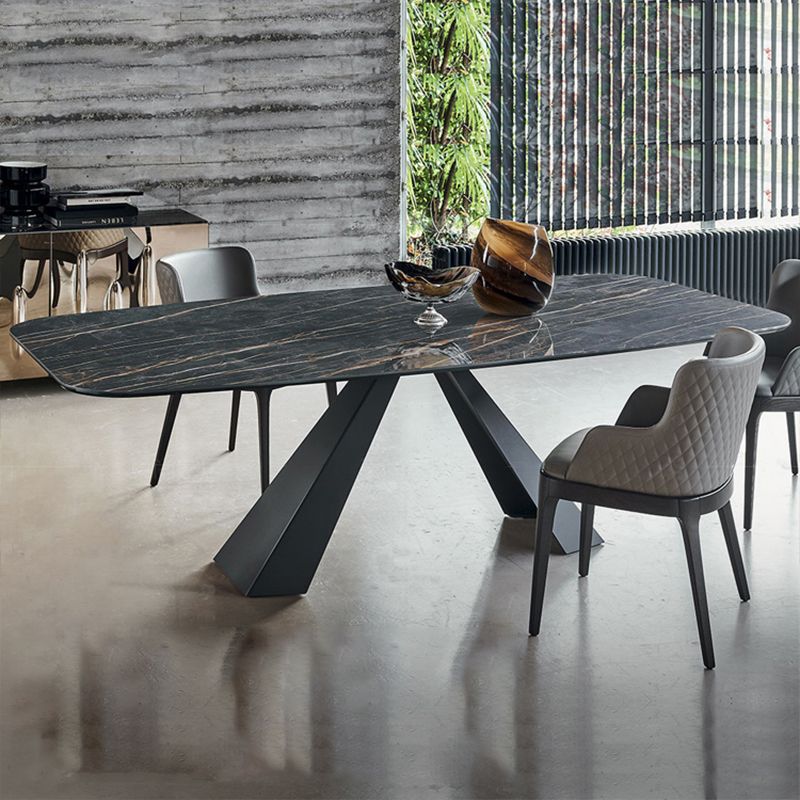 Ensemble de table en pierre fritté du rectangle moderne 1/4 pièces ensemble de restauration