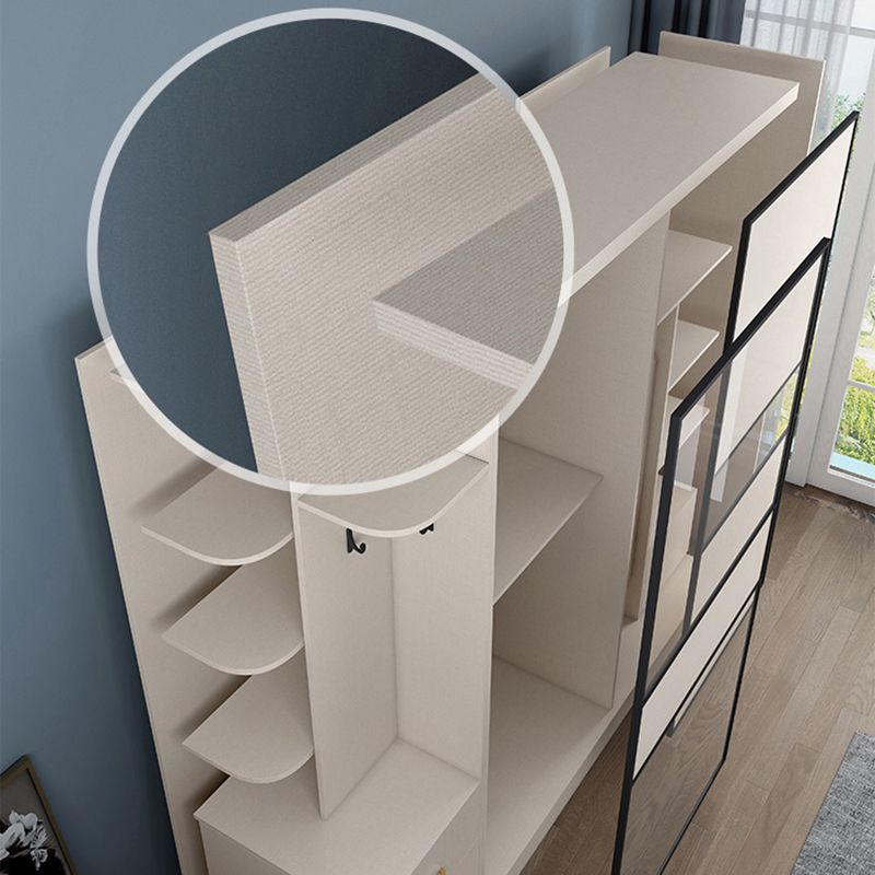 Armoire de garde-robe en bois coulissant à 2 portes Armoire de garde-robe autoportante moderne avec 2 tiroirs