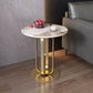 21.65-inch Tall Round Side Glam Metal Frame Stone Top Sofa Side End Table Clearhalo 'Coffee & Accent Tables' 'End & Side Tables' 'end_side_tables' 'furn' 'furn_end_side_tables' 'Furniture' 'Living Room Furniture' 1200x1200_02e51ae9-59d1-4afd-9406-2a54839dc6a3