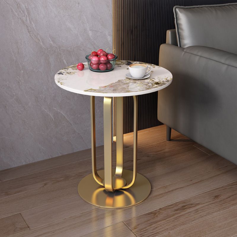 21.65-inch Tall Round Side Glam Metal Frame Stone Top Sofa Side End Table Clearhalo 'Coffee & Accent Tables' 'End & Side Tables' 'end_side_tables' 'furn' 'furn_end_side_tables' 'Furniture' 'Living Room Furniture' 1200x1200_02e51ae9-59d1-4afd-9406-2a54839dc6a3