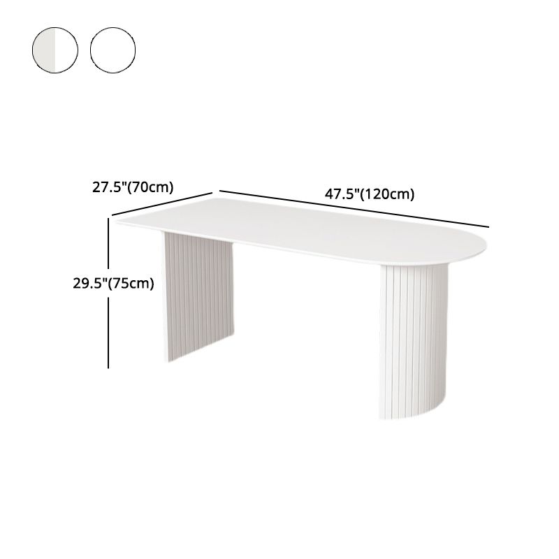 White Dining Table Modern Restaurant Furniture with Double Pedestal Base Clearhalo 'Dining Tables & Seating' 'Dining Tables' 'dining_table' 'furn' 'furn_dining_table' 'Furniture' 'furniture_dining_table' 'Kitchen & Dining Furniture' 'kitchen' 'kitchen_dining_table' 1200x1200_02e5c70f-85bd-469d-84e6-3ec24805507e