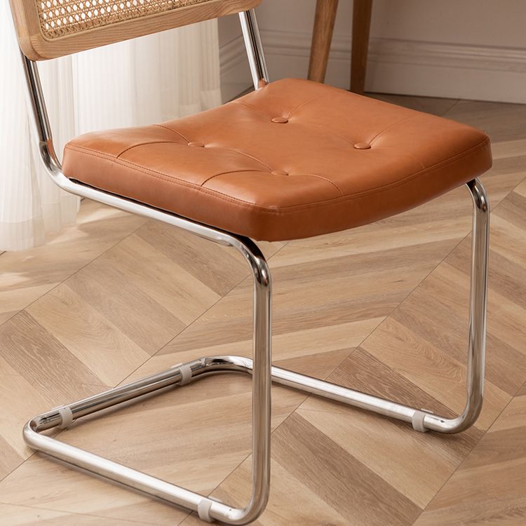 Leather Side Chair Industrial Metal Base Dining Chair for Home Use Clearhalo 'Dining Chairs' 'Dining Tables & Seating' 'dining_chair' 'furn' 'furn_dining_chair' 'Furniture' 'Kitchen & Dining Furniture' 1200x1200_02e5dc92-4c73-41ed-bd04-3915022cb562