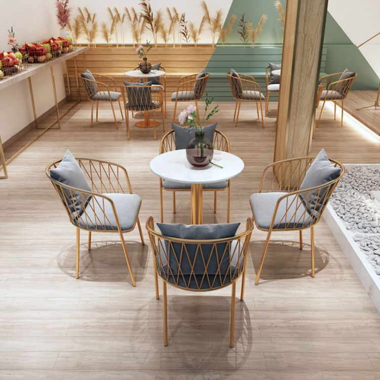 Glam Style Faux Marble Dining Set Round 1/2/3/4/5 Pièces Pièces Ensemble pour Utilisation à domicile