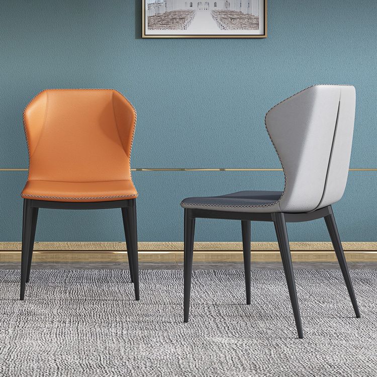 Modern Faux Leather Dining Chair Metal Dining Room Chairs for Home Use Clearhalo ' kitchen&dining_furn' 'Dining Chairs' 'Dining Tables & Seating' 'dining_chair' 'furn' 'furn_dining_chair' 'Furniture' 'furniture_dining_chair' 'Kitchen & Dining Furniture' 'kitchen' 1200x1200_02e71536-edeb-4173-825c-1d3bc06a49a0