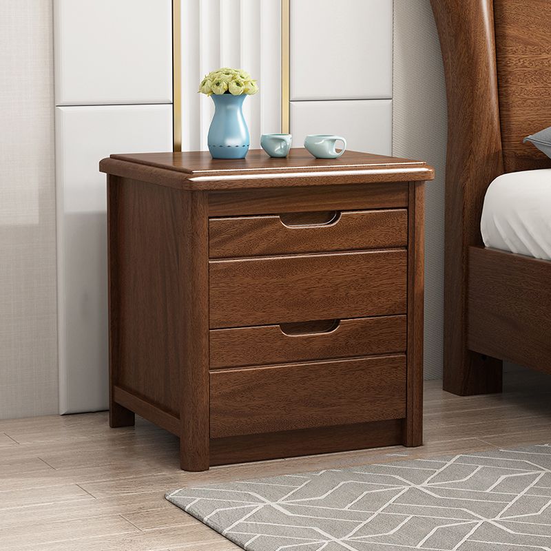 20 Inch H Bed Nightstand Solid Wood 2-Drawer Modern Brown Night Table