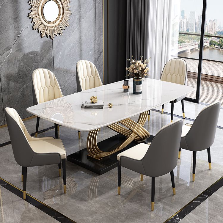 Rectangle Pedestal Dining Site Table Stone Dining Room Collection for Home Clearhalo ' dining_table' 'Dining Tables & Seating' 'Dining Tables' 'furn' 'furn_dining_table' 'Furniture' 'furniture_dining_table' 'Kitchen & Dining Furniture' 'kitchen&dining_furn' 'kitchen' 'kitchen_dining_table' 1200x1200_02ebc0cd-7392-430e-a3e9-99a81f97c49b