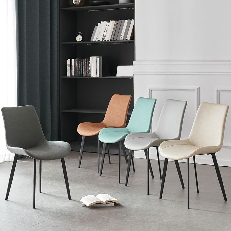 Contemporary Metal Dining Room Chairs Armless Leather Dining Chairs for Home Use Clearhalo ' kitchen&dining_furn' 'Dining Chairs' 'Dining Tables & Seating' 'dining_chair' 'furn' 'furn_dining_chair' 'Furniture' 'furniture_dining_chair' 'Kitchen & Dining Furniture' 'kitchen' 1200x1200_02ebdd28-53e1-4ac5-8e17-c57a7080a26e