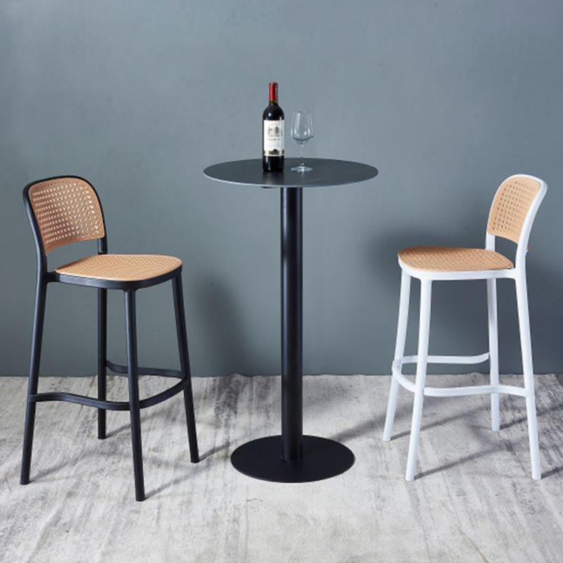 Industrial Black Iron Bar Dining Table Stone Top Engineered Wood Indoor Bistro Table Clearhalo 'Bar Furniture' 'Bar Tables' 'bar_tables' 'furn' 'furn_bar_tables' 'Furniture' 'furniture_bar_tables' 'Kitchen & Dining Furniture' 1200x1200_02ec538b-afe6-4250-86db-e1cb1ab49c48
