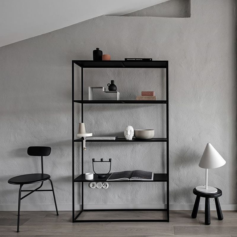 Industrial Metal Bookshelf Etagere Open Back Bookcase with Shelves
