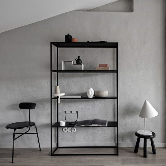 Industrial Metal Bookshelf Etagere Open Back Bookcase with Shelves