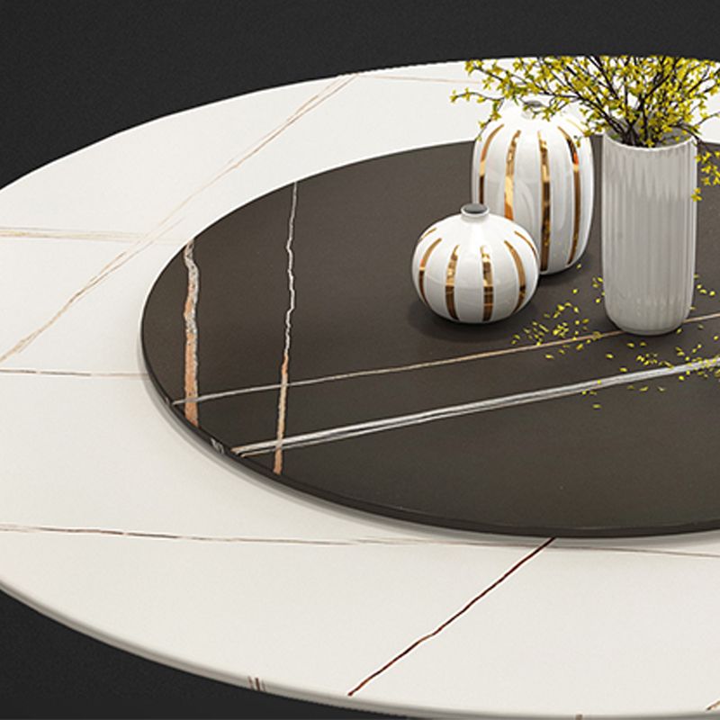Contemporary Style Round Dining Table Steel Pedestal Base Table for Room Clearhalo 'Dining Tables & Seating' 'Dining Tables' 'dining_table' 'furn' 'furn_dining_table' 'Furniture' 'Kitchen & Dining Furniture' 1200x1200_02ee455e-2471-4b3f-b27a-49df999d39fc