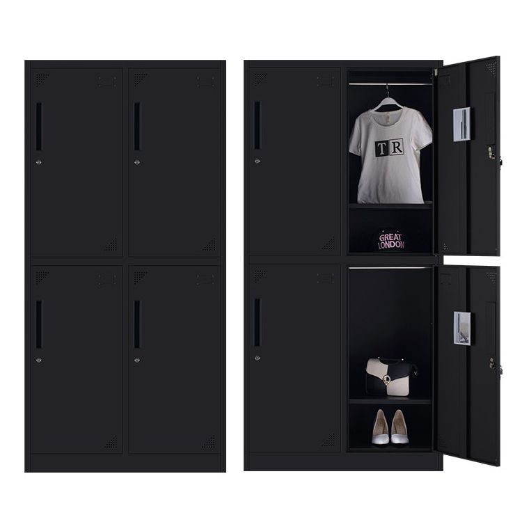 Black Steel Wardrobe with Hinged Door Industrial Storage Cabinet for Bathroom Clearhalo 'Armoires & Wardrobes' 'armoires_wardrobes' 'Bedroom Furniture' 'furn' 'furn_armoires_wardrobes' 'Furniture' 1200x1200_02ef84b3-fb90-4408-871b-3826eadf4224