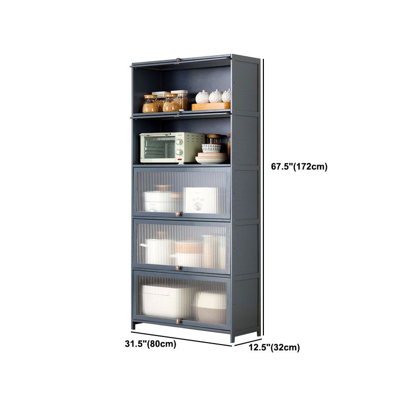 Puertas de vidrio gris Servidor de comedor Servidor de bambú contemporáneo para cocina