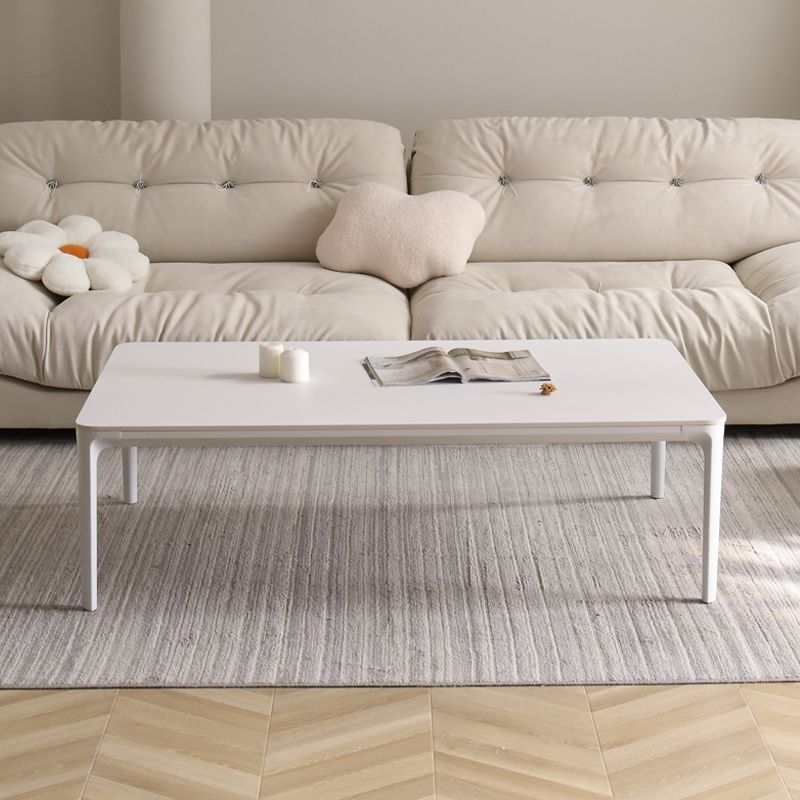 Moderne stijl 4 poten witte metalen basis leisteen rechthoekige salontafel voor woonkamer
