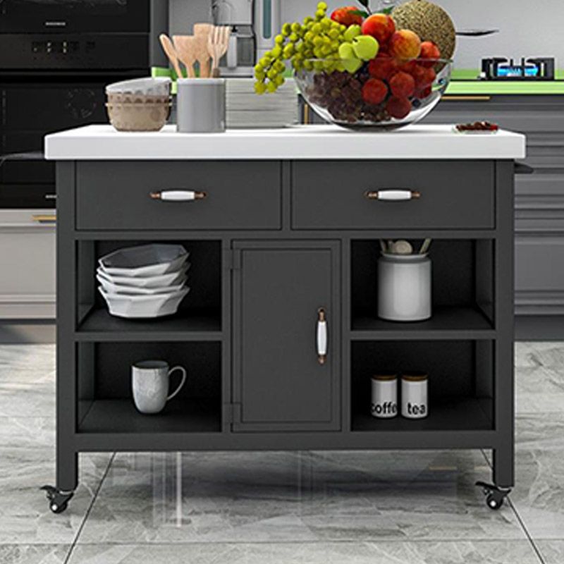 Rectangular Kitchen Trolley Modern Dining Room Prep Table with Drawer Clearhalo 'furn' 'furn_kitchen_islands_carts' 'Furniture' 'Kitchen & Dining Furniture' 'Kitchen Islands & Carts' 'kitchen_islands_carts' 1200x1200_02f1bad3-7f8f-4d81-8a80-8db2510d5522