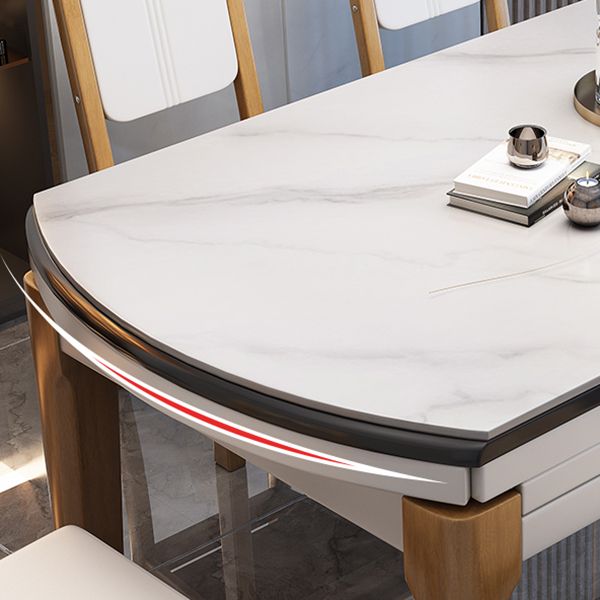 Moderne Stil Steinmöbel Set 7 Stücke runde Form Dinette Tisch mit armlosen Stuhl