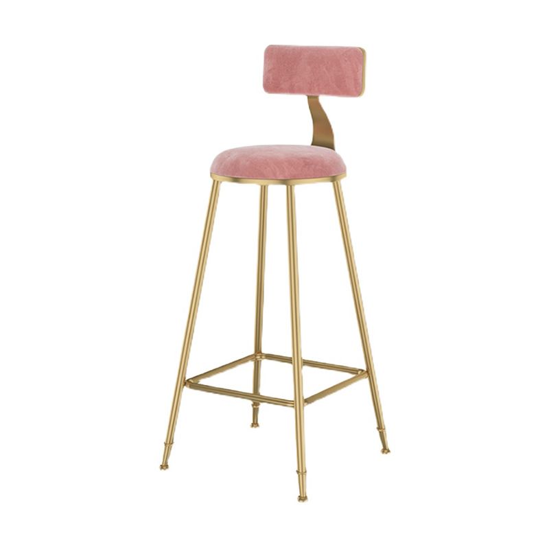Glam Armless Backrest Counter Stool Iron Cafe Bar Stool with Pedal and Velvet Cushion Clearhalo 'Bar Furniture' 'Bar Stools' 'bar_stools' 'furn' 'furn_bar_stools' 'furniture_bar_stools' 'Kitchen & Dining Furniture' 'kitchen&dining_furn' 'kitchen' 'kitchen_furn' Furniture' 1200x1200_02f3ea8b-213a-4b4f-a463-4e38d9916790