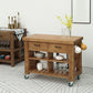 Farmhouse Pine Kitchen Island Cucina rimovibile con cassetto e scaffali