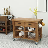 Farmhouse Pine Kitchen Island Cucina rimovibile con cassetto e scaffali