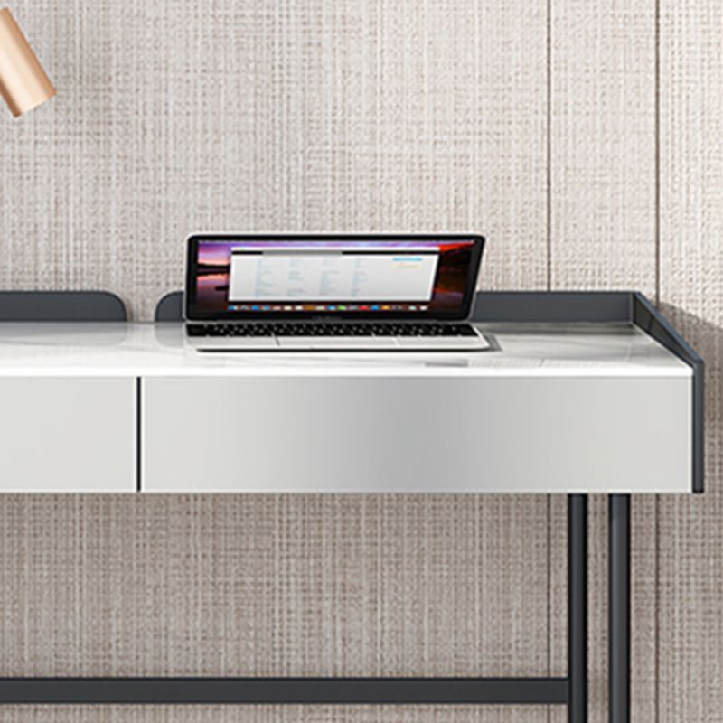 Stone Rectangular Office Desk Modern 29.53" Tall Writing Desk with 2 Drawers Clearhalo 'furn' 'furn_office_desk' 'Furniture' 'Office Desks' 'Office Furniture' 'office_desk' 1200x1200_02f66da3-2ab2-42a2-8770-da96eaca4661