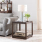 Farmhouse Square Wood Top End Table Double Tier Sofa Side Table with Storage