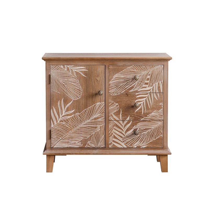 Coffre brun avec tiroirs, armoire rectangulaire en bois en détresse