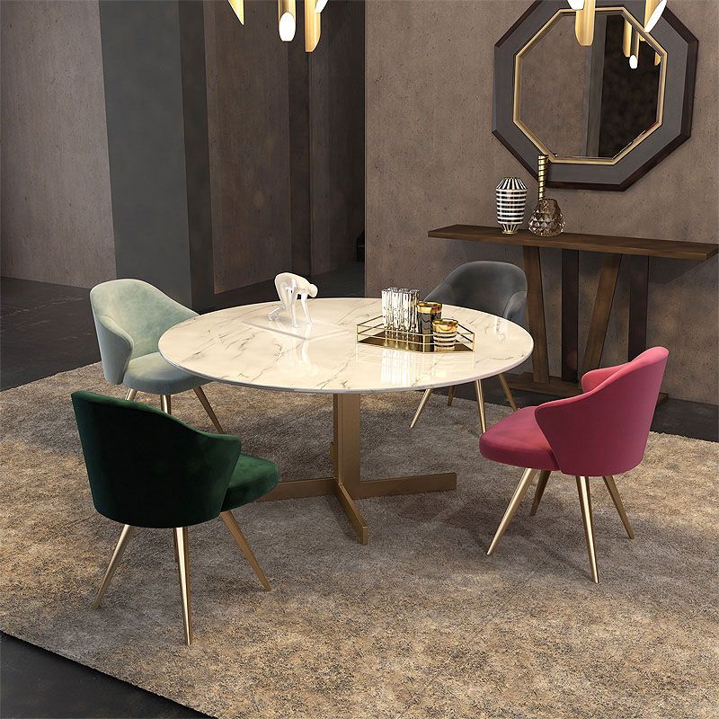 Glam Metal Dining Arm Chair Upholstered Side Chairs for Home Use Clearhalo ' kitchen&dining_furn' 'Dining Chairs' 'Dining Tables & Seating' 'dining_chair' 'furn' 'furn_dining_chair' 'Furniture' 'furniture_dining_chair' 'Kitchen & Dining Furniture' 'kitchen' 1200x1200_02f89239-70f8-4b0f-8b0d-22fa3a58f274