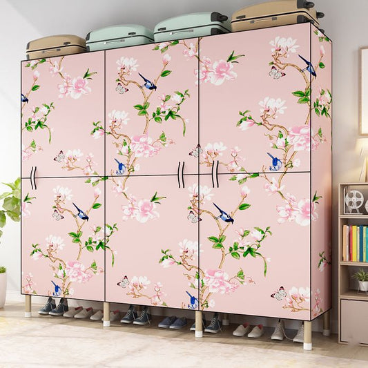 Modern Style Metal Frame Wardrobe Foldable Wardrobe with Garment Rod