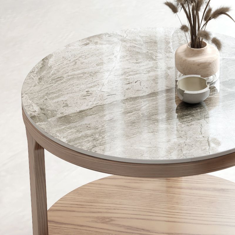 Mesa de centro moderna redonda de 3 patas, sin juego de mesa de centro angustiante con estante