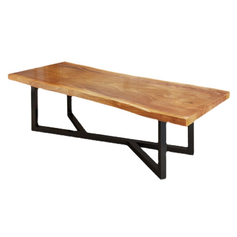 Industrial Rectangle Dining Table Pine Solid Wood Table with Black Trestle Base for Dining Room Clearhalo ' dining_table' 'Dining Tables & Seating' 'Dining Tables' 'furn' 'furn_dining_table' 'Furniture' 'furniture_dining_table' 'Kitchen & Dining Furniture' 'kitchen&dining_furn' 'kitchen' 'kitchen_dining_table' 1200x1200_02fc0364-9dc0-4cc4-bb6c-d16c36bc8125