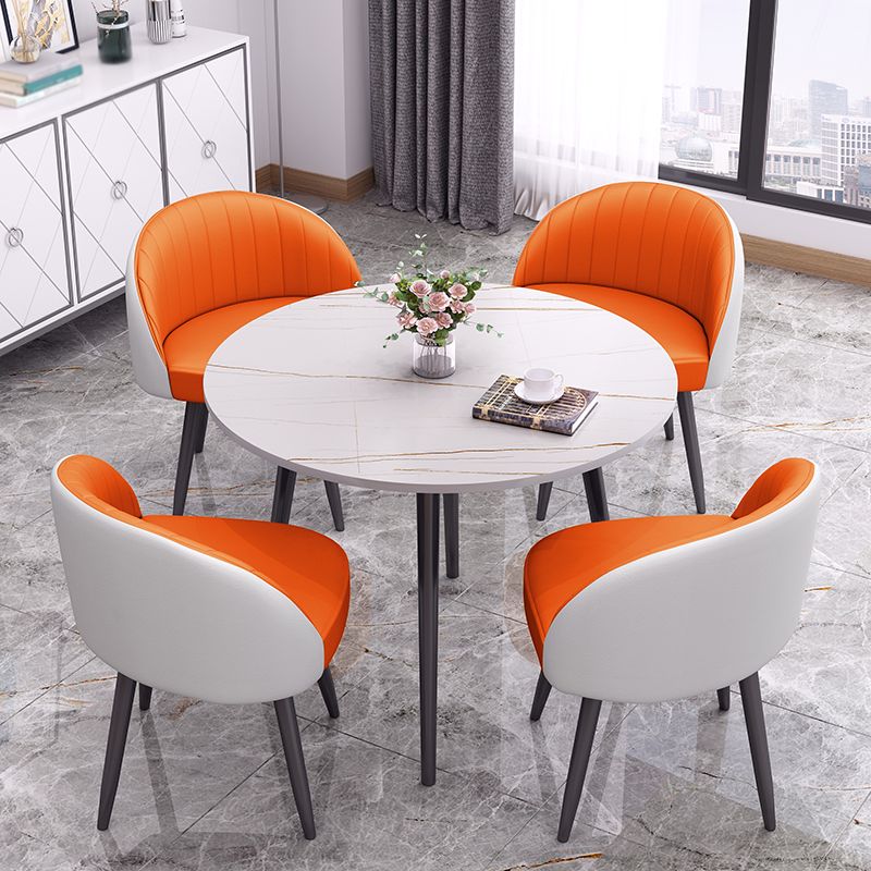 Round Shape 4 Legs Modern Dining Table White Fixed Table of Sintered Stone Clearhalo ' dining_table' 'Dining Tables & Seating' 'Dining Tables' 'furn' 'furn_dining_table' 'Furniture' 'furniture_dining_table' 'Kitchen & Dining Furniture' 'kitchen&dining_furn' 'kitchen' 'kitchen_dining_table' 1200x1200_02fc99d5-4615-4c61-b306-b93a458f4685