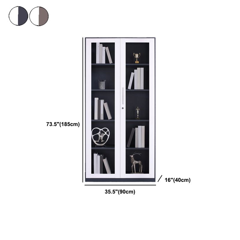 Modern Stainless Steel Bookcase Standard With Doors Shelf for Home Office Clearhalo 'Bookcases' 'furn' 'furn_bookcases' 'Furniture' 'Office Furniture' 1200x1200_02fd05e5-269e-4b2e-a43f-81eb276eff66