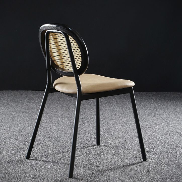 Contemporary Cane Back Chair Faux Leather Dining Side Chair for Indoor Clearhalo 'Dining Chairs' 'Dining Tables & Seating' 'dining_chair' 'furn' 'furn_dining_chair' 'Furniture' 'furniture_dining_chair' 'Kitchen & Dining Furniture' 1200x1200_02fe4e48-655e-4c4c-b346-e0f3ed224aad