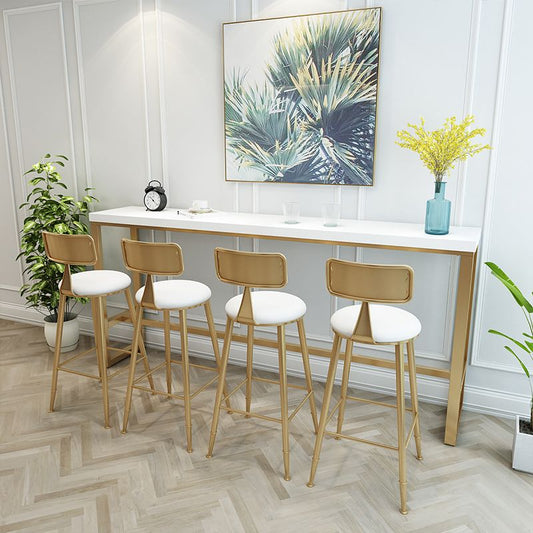 Mesa de barra blanca Mesa de comedor de base de caballete moderna para cocina