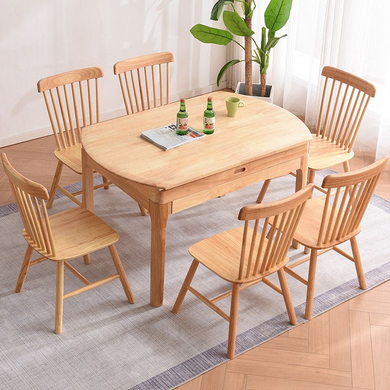 Mesa de comedor de madera sólida muebles modernos extensibles con 4 patas para el hogar