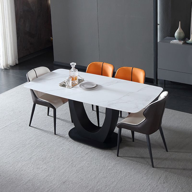 Industriële rechthoek eettafel gesinterde stenen tafel met metalen been voor thuis