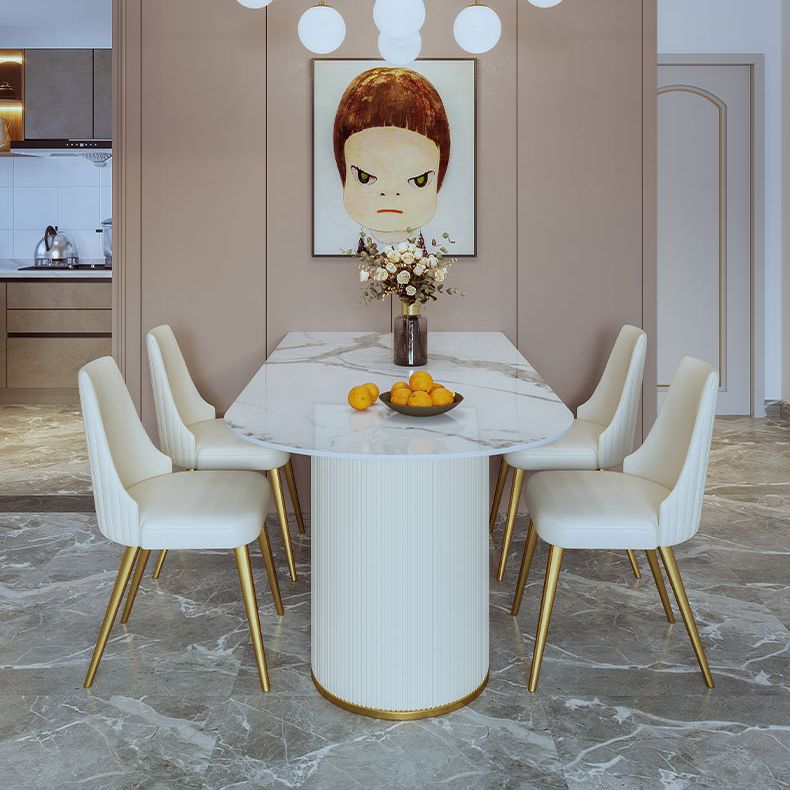 Glam 1/3/5 Pieces Dining Set Rectangle Stone Dining Table for Dining Room Clearhalo 'Dining Room Sets' 'Dining Tables & Seating' 'dining_room_set' 'furn' 'furn_dining_room_set' 'Furniture' 'furniture_dining_room_set' 'Kitchen & Dining Furniture' 1200x1200_0303c0b9-9ab1-4caf-9807-bb3e280cad97