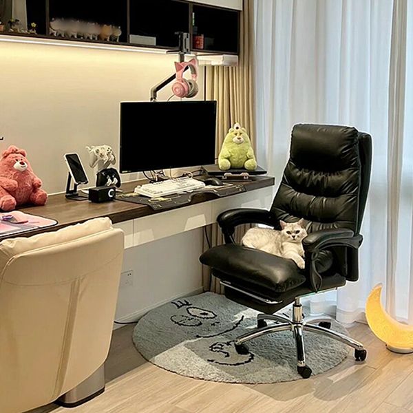 Faux Leather Swivel Office Chair Chrome Frame with Footrest Managers Chair Clearhalo 'furn' 'furn_office_chair' 'Furniture' 'Office Chairs' 'Office Furniture' 'office_chair' 1200x1200_0305ef74-11d6-4066-8b33-0f6f5c343333