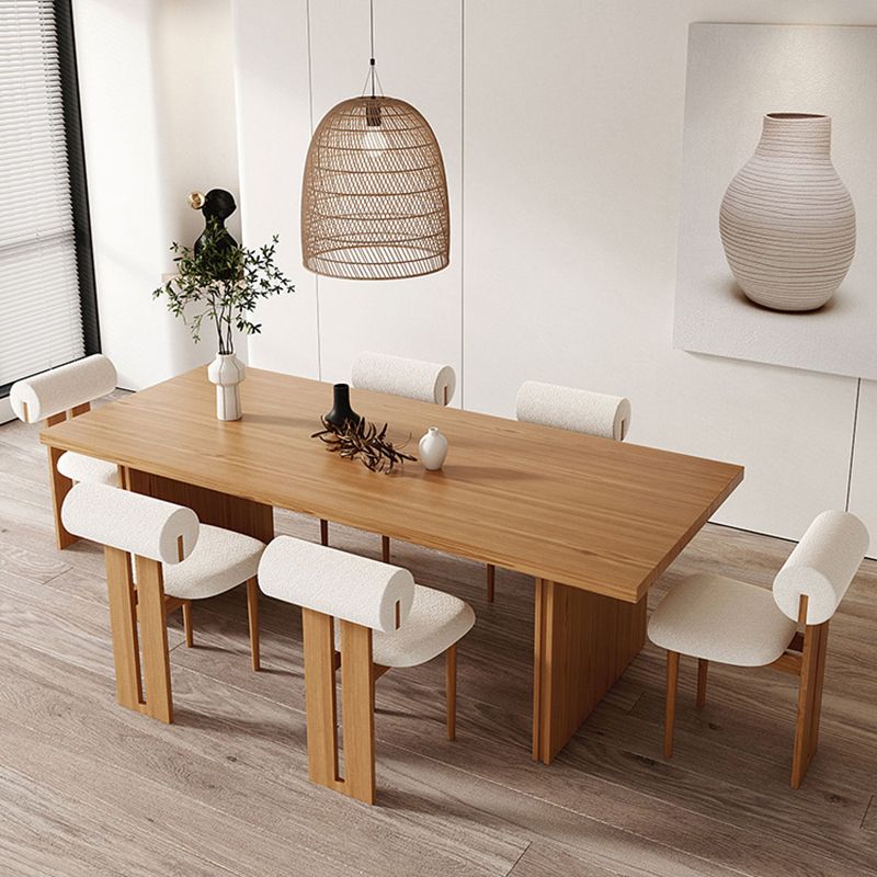 Modern Pine Solid Wood Dinner Table Rectangle Double Pedestal Dining Table Clearhalo 'Dining Tables & Seating' 'Dining Tables' 'dining_table' 'furn' 'furn_dining_table' 'Furniture' 'Kitchen & Dining Furniture' 1200x1200_03064676-f712-498b-882c-eb4559780bf3