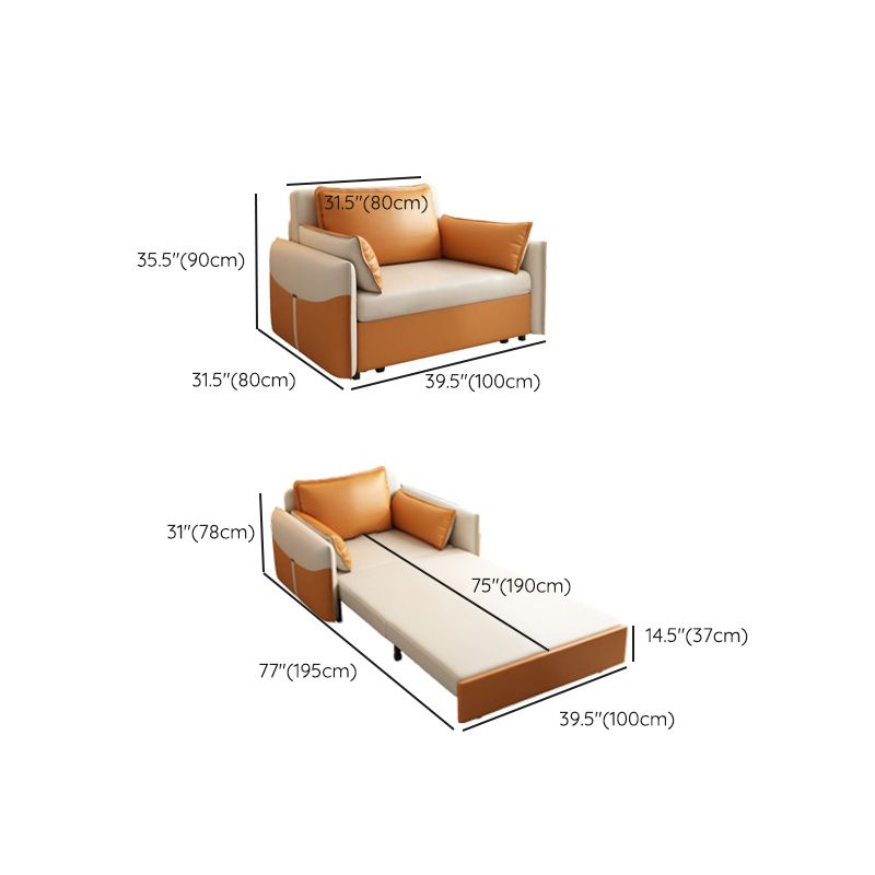 Modern Faux Leather Sleeper Sofa 35.43"H Upholstered Pillow Top Arms Sofa Bed Clearhalo 'furn' 'furn_futons' 'Furniture' 'Futons & Daybeds' 'Futons' 'Living Room Furniture' 1200x1200_0307456b-6eb8-459a-8488-ee3349b028a7