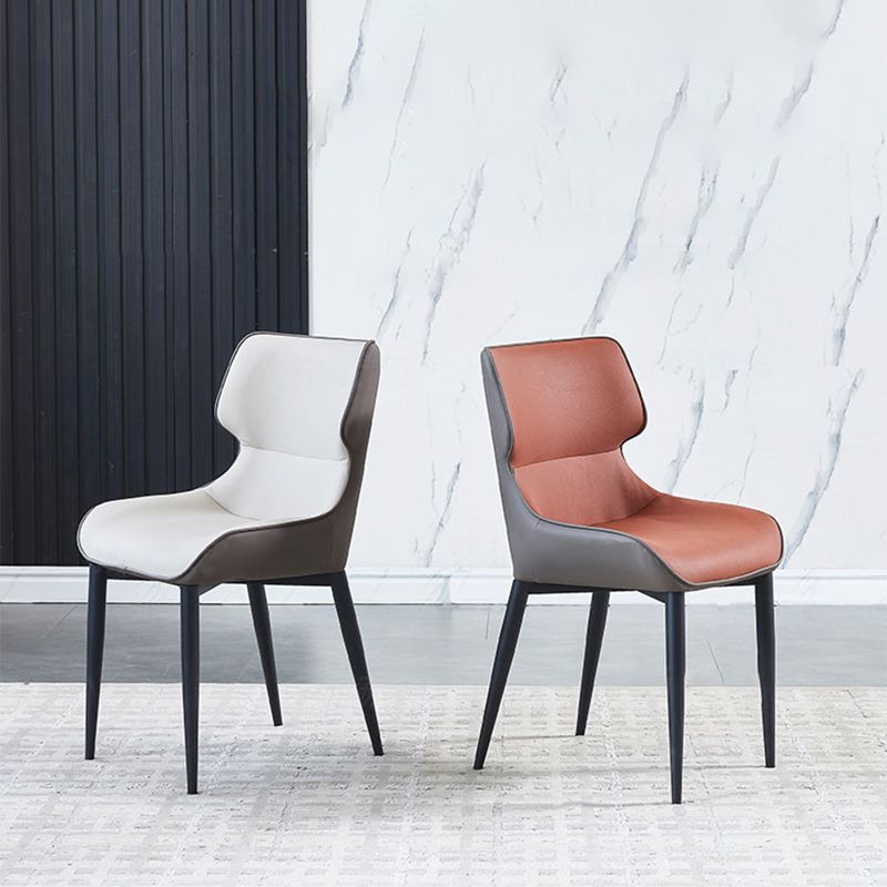 Faux Leather Dining Chair Industrial Style Wingback Arm Dining Chairs