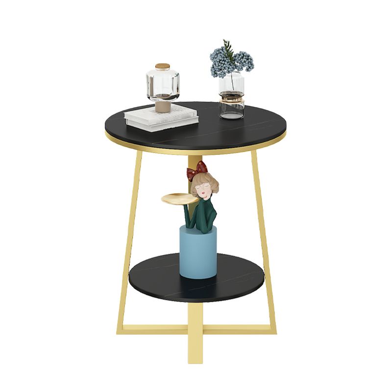 Tableau latérale supérieure en ardoise 23,6 "de haut de la table de fin de jambes en fer avec étagère