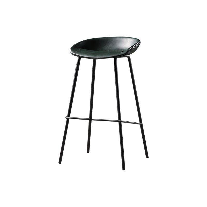 Taburete moderno de cuero falso de cuero de cuero sin respaldo con reposapiés