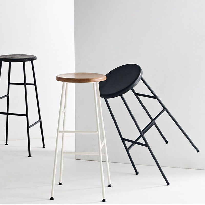 Round Modern Counter Bar Stool Armless Indoor Bar Stool with Footrest and Steel Base Clearhalo 'Bar Furniture' 'Bar Stools' 'bar_stools' 'furn' 'furn_bar_stools' 'furniture_bar_stools' 'Kitchen & Dining Furniture' 'kitchen&dining_furn' 'kitchen' 'kitchen_furn' Furniture' 1200x1200_030caa53-2349-40f2-be10-bddb4323a64a