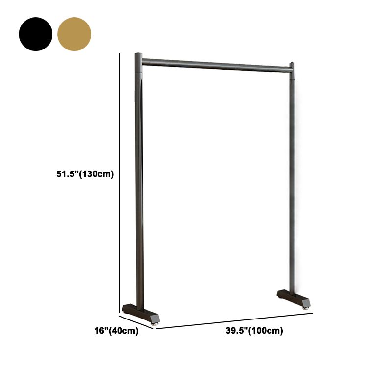 Armadiet in acciaio inossidabile a armadio aperto in stile contemporaneo con asta di abbigliamento