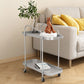 25.2" Tall Rectangle Tray Top Side Table Iron Sled Base End Table with Shelf