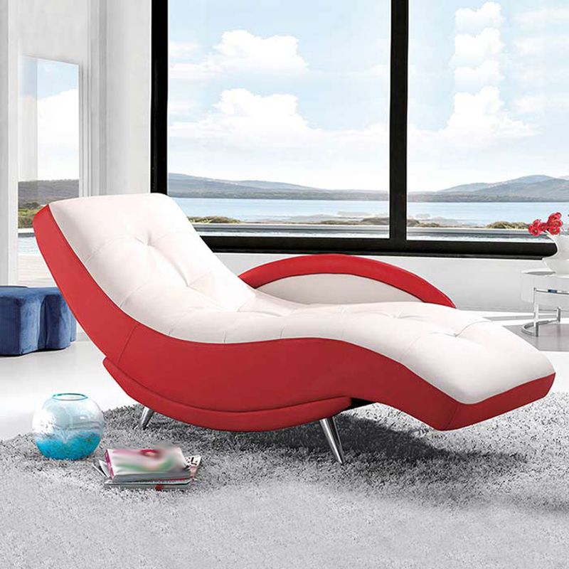 Modern Upholstered Reclining Chaise Lounge with One Arm Faux Leather Chaise Clearhalo 'Chairs & Seating' 'Chaise Lounge' 'chaise_lounge' 'furn' 'furn_chaise_lounge' 'Furniture' 'Living Room Furniture' 1200x1200_0311f814-2fd0-4760-92f8-a6bd72b07875
